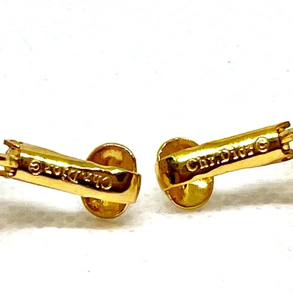 Chr. Dior Vintage Gold Plate Pave’ Crystal Triangular Pearl Clip Earrings - Picture 10 of 10